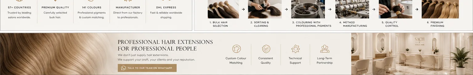 The DNA of Sach Hair Extensions — manufacturing steps from bulk hair selection to quality control